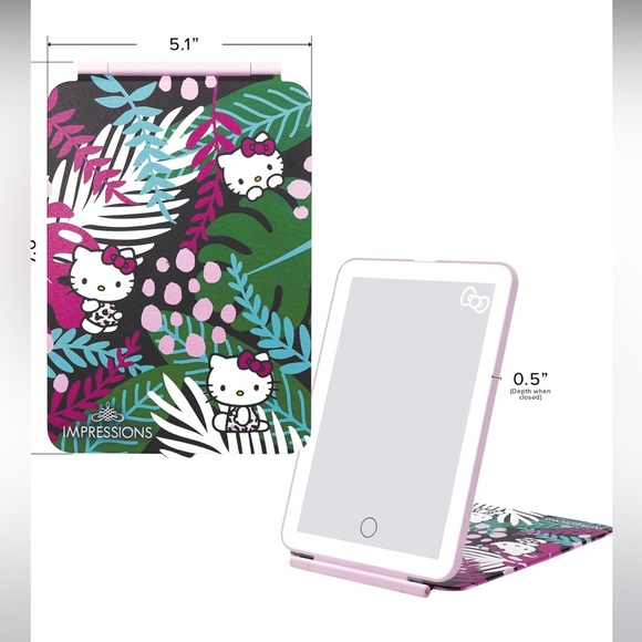 Impressions Vanity Hello Kitty Touch Pad Mini Tri-Tone Makeup Mirror - Picture 4 of 6